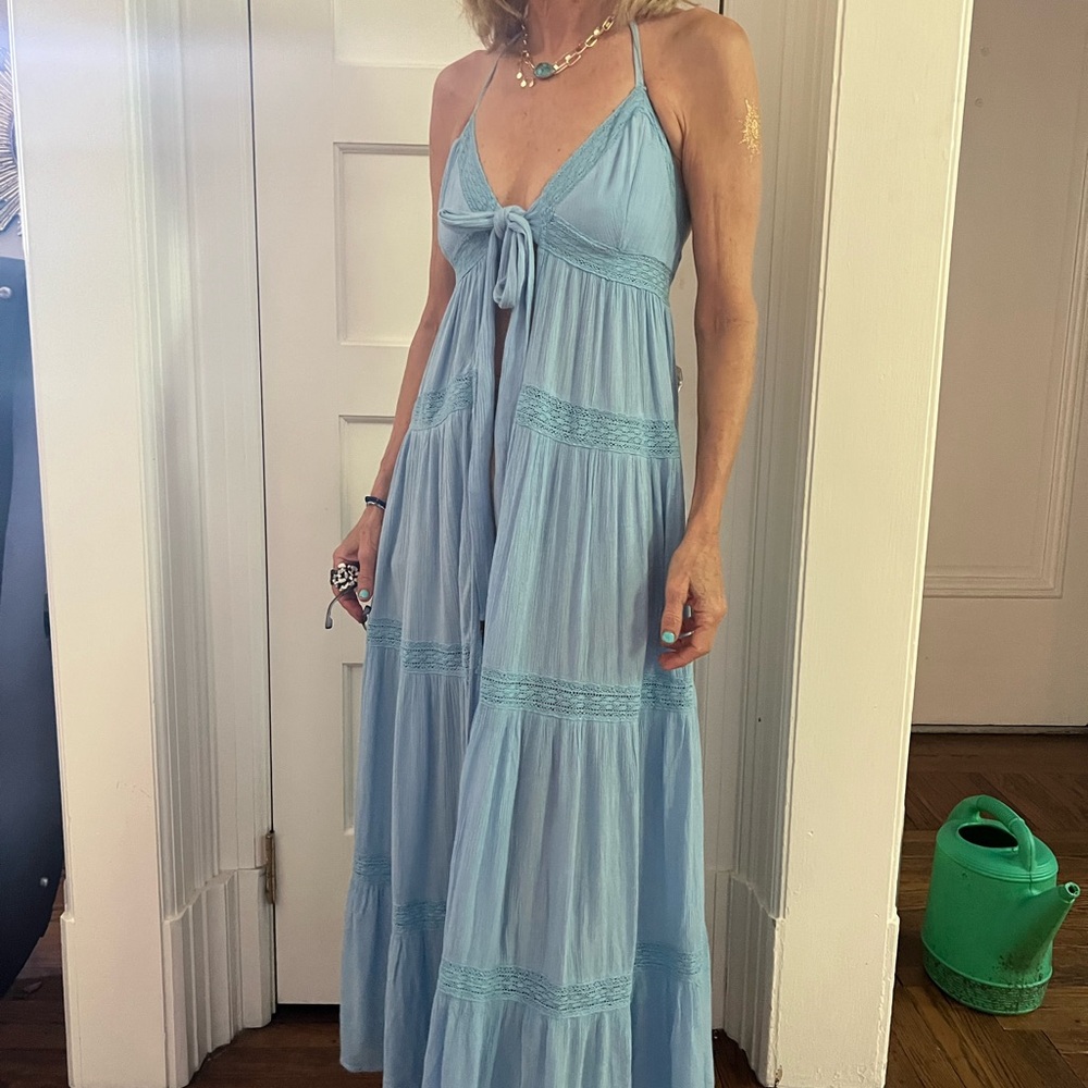 Free People Light Blue Lorelei maxi shirt - Picture 2 of 5